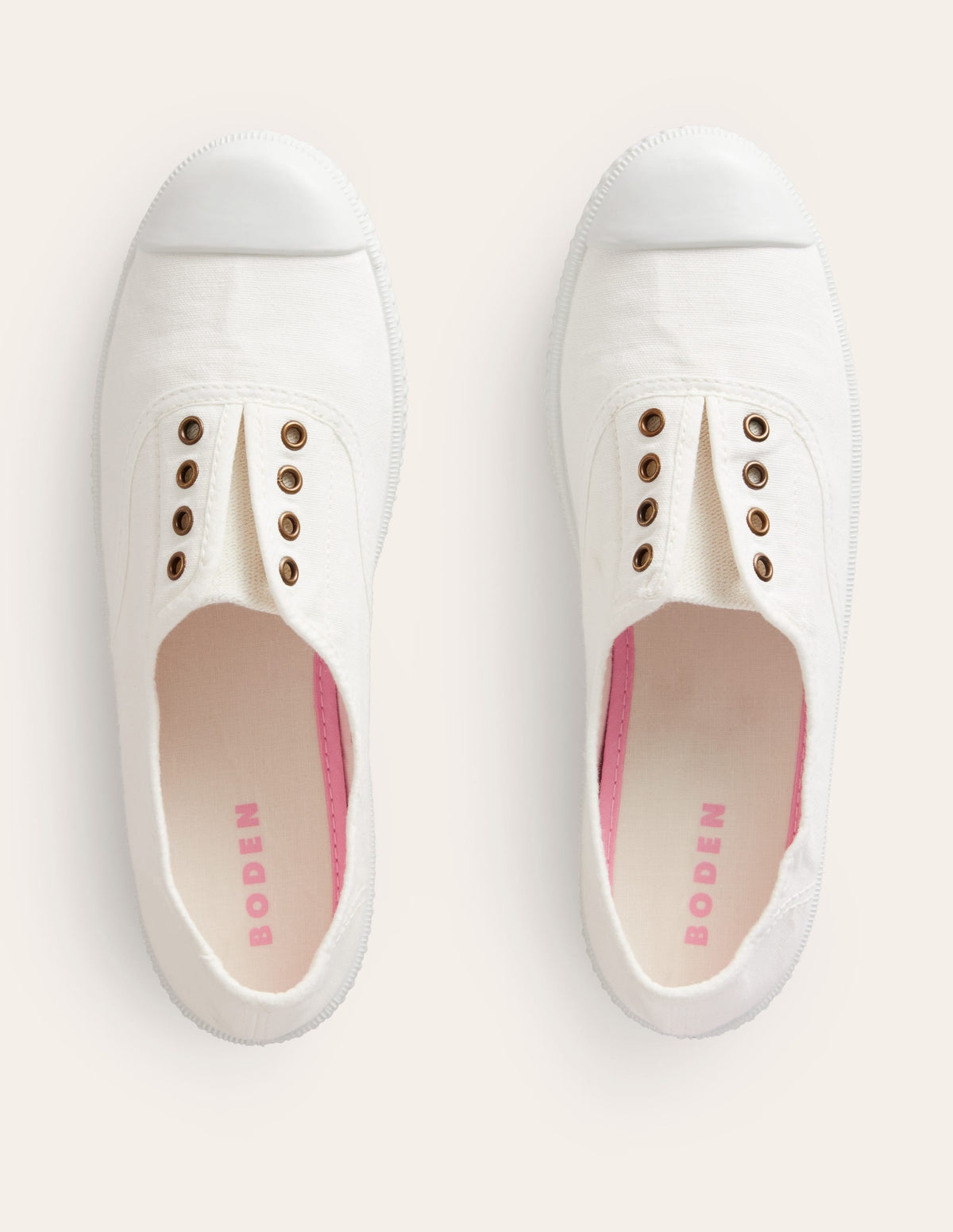 Laceless Canvas Plimsoll-Ivory