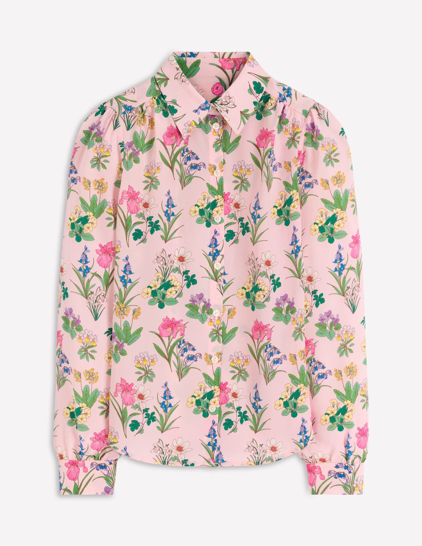 Sara Silk Shirt-French Pink, Delicate Blossom