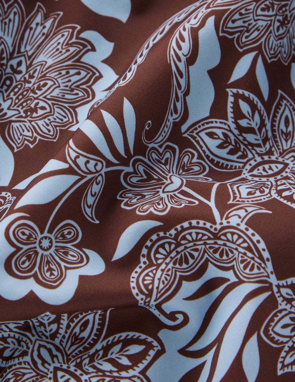 Pleated Strap Cross Swimsuit-Hot Chocolate, Elegant Blossom
