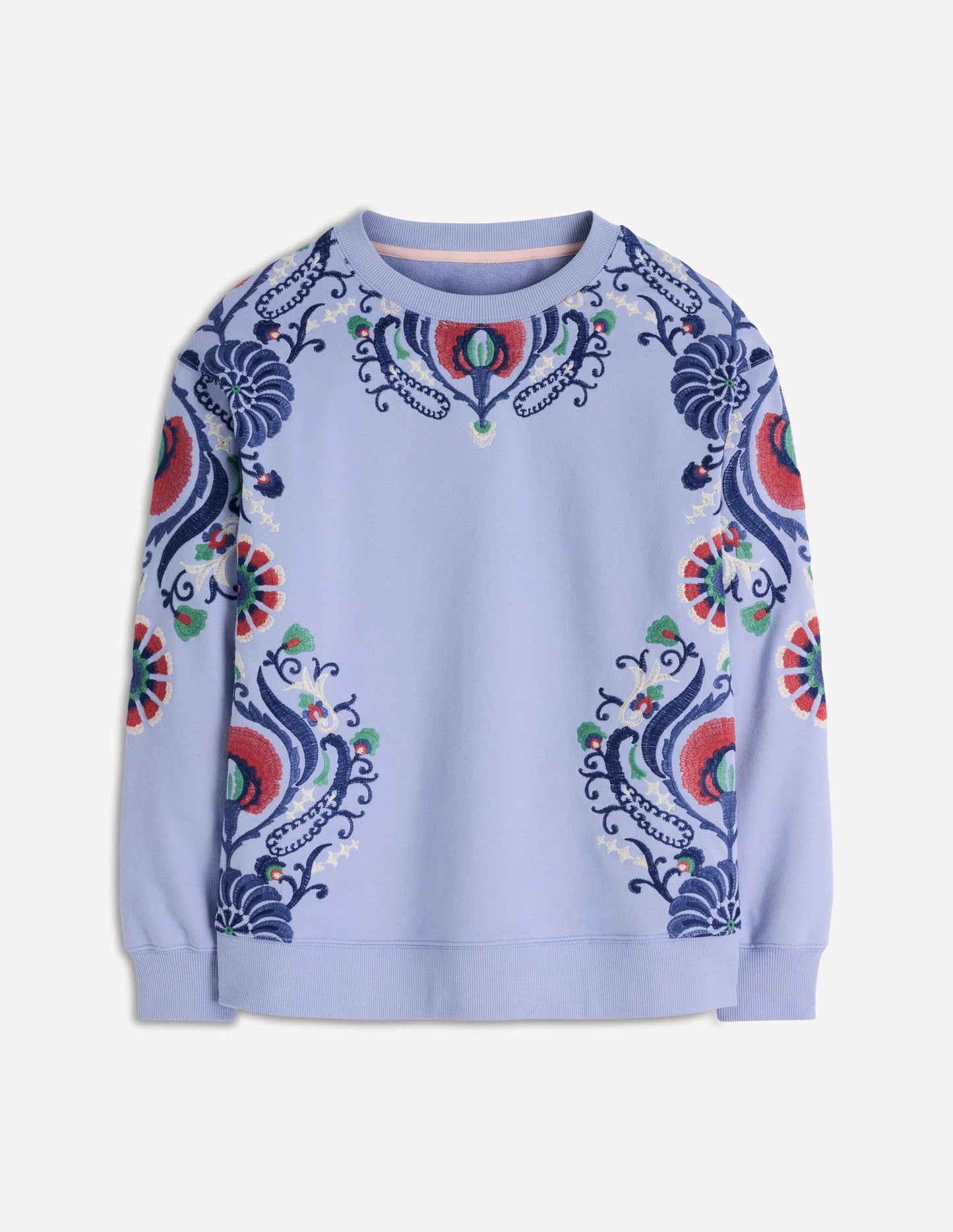 Emi Embroidered Sweatshirt-Light Blue Embroidery