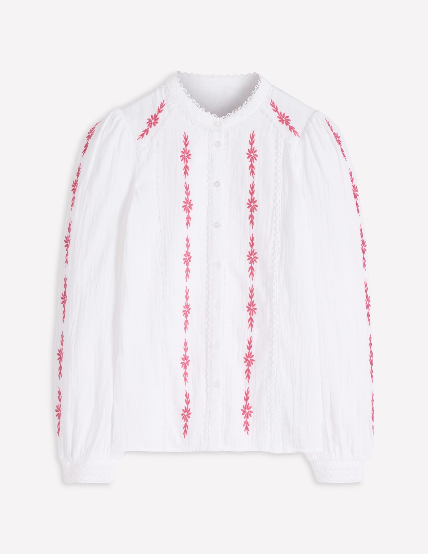 Rhea Trim Doublecloth Top-White Cherry Blush Floral