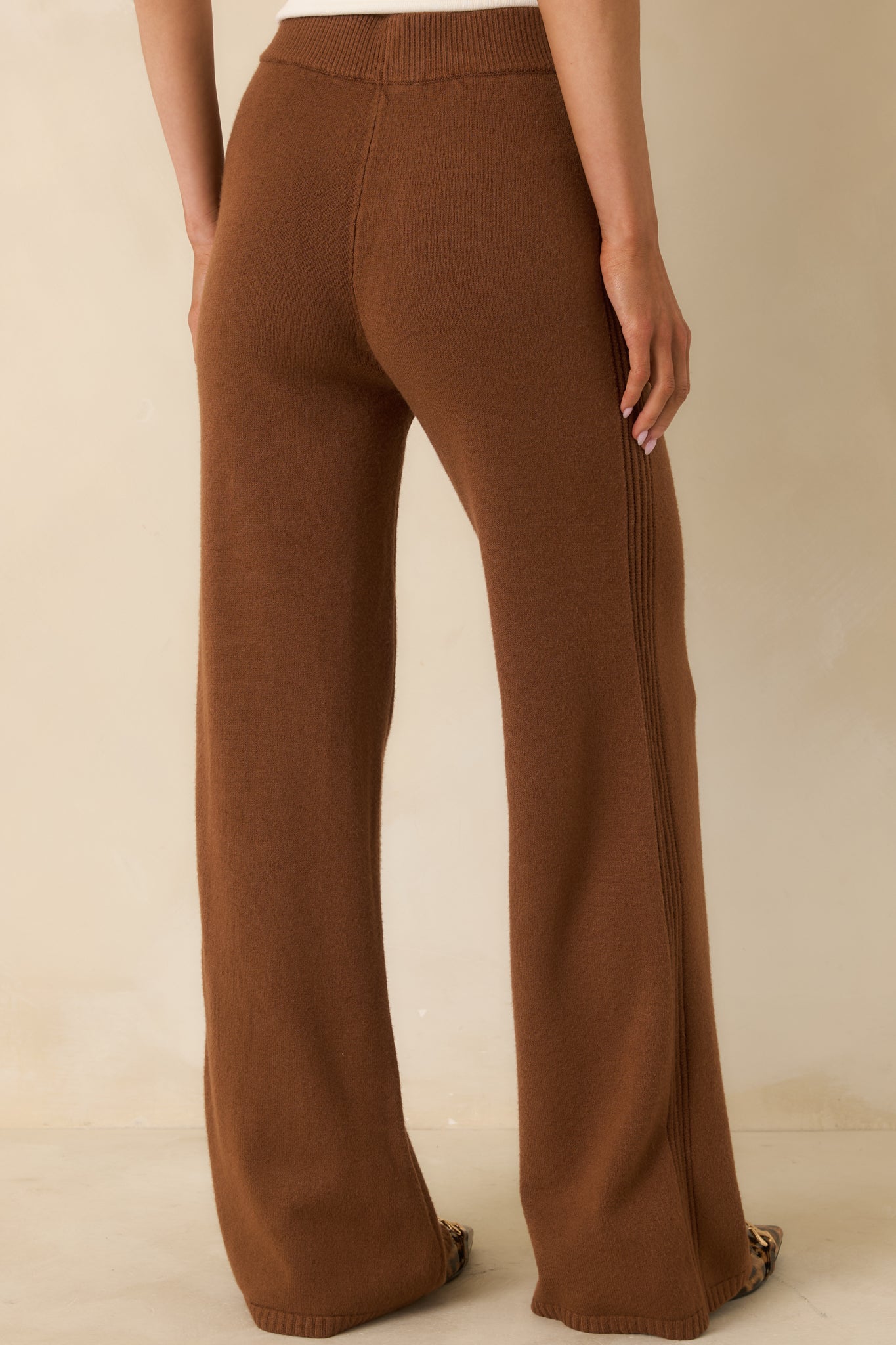 Polished Path Brown Knit Wide Leg Pants