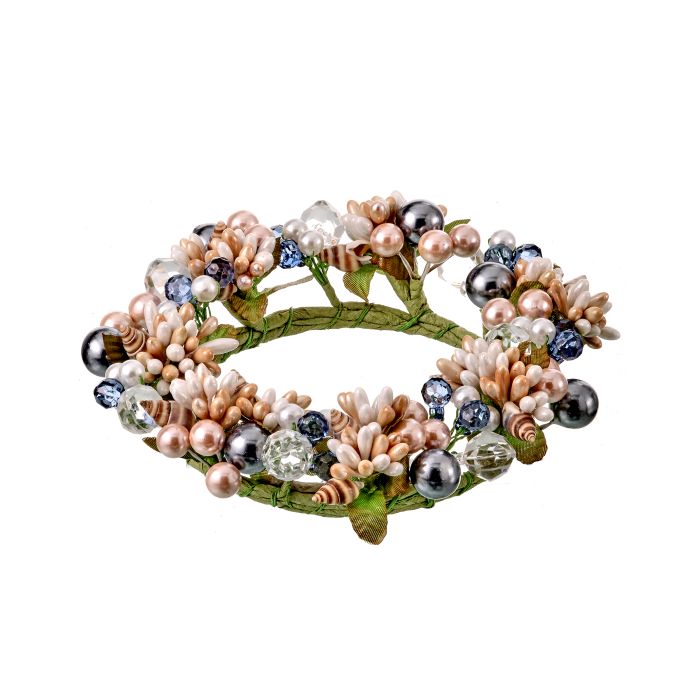 Coastal mix pip berry candle ring for farmhouse Spring home decor from Magnolias Home Decor