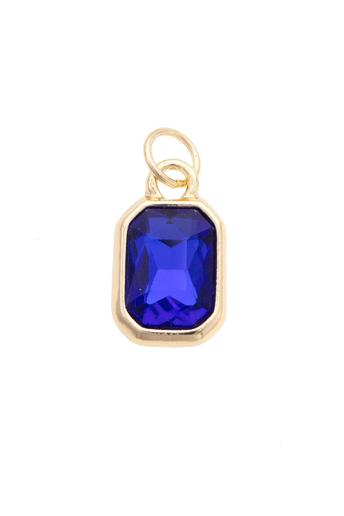 Emerald Cut Rhinestone Charm in Blue