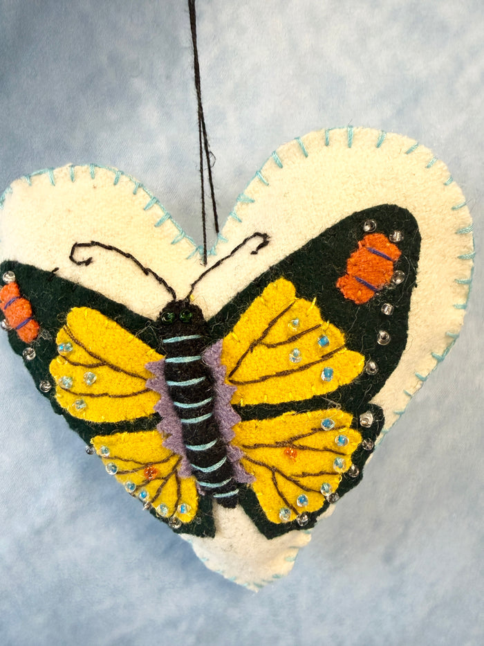 Handmade Fabric Heart with Butterfly