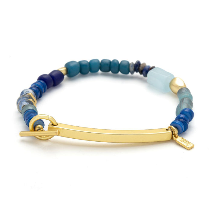 Scout Curated Wears F-cking Awesome aquamarine gold hidden message bracelet for everyday gift from Magnolias Home Decor