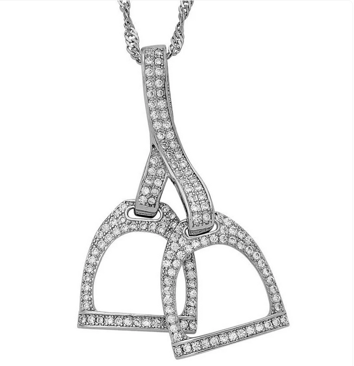 Rhodium Horse Double Stirrup Necklace