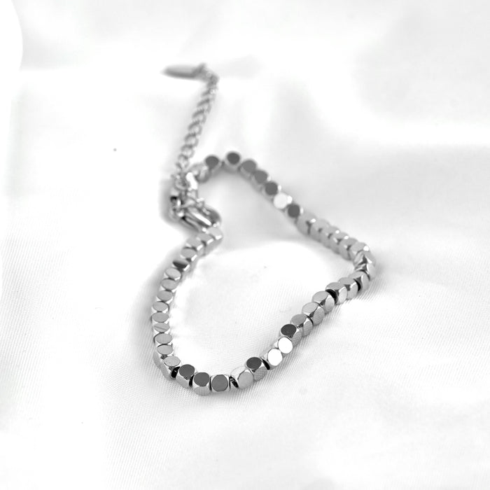 Silver Stainless Steel Cube Bracelet - Waterproof