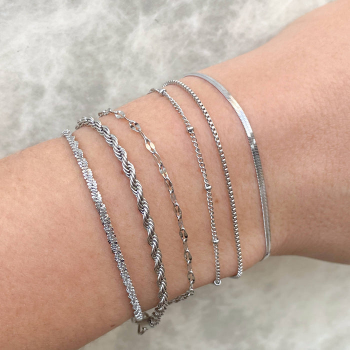 Sparkle Rope Dainty Silver Bracelet - Waterproof