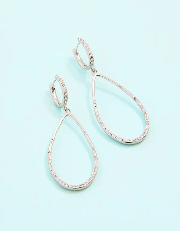 Spartina Splash silver Carteret crystal teardrop dangle earrings tarnish free for everyday gift from Magnolias Home Decor