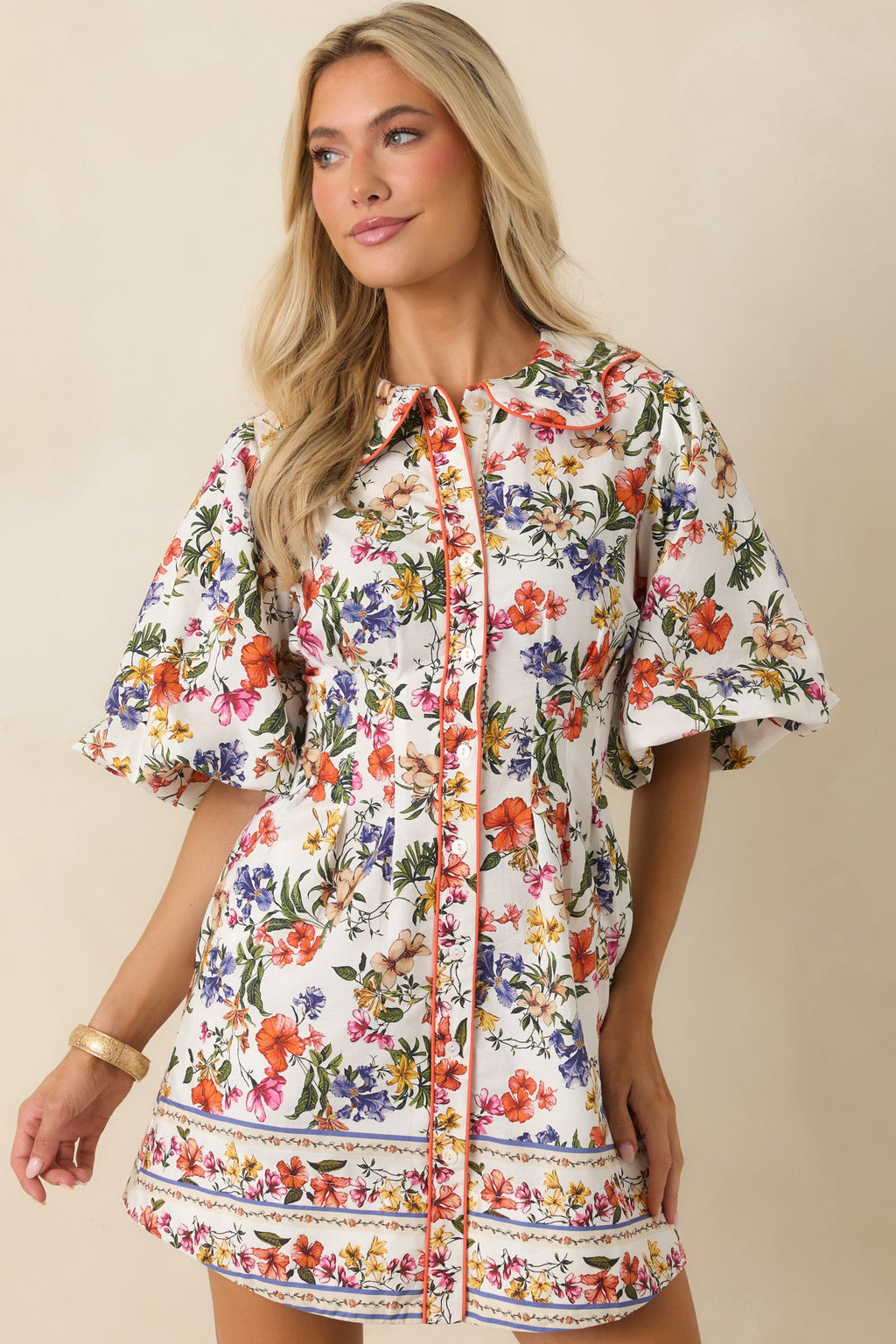 Like A Love Song Ivory Multi Floral Cotton Mini Dress