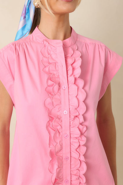 You Brighten My Day Pink Scalloped Ruffle Top
