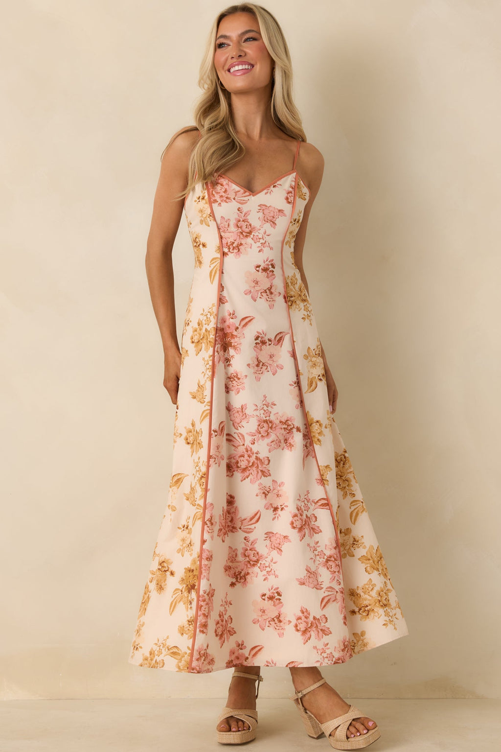Feeling Like Yourself Rose Pink Floral Print Cotton Maxi Dress