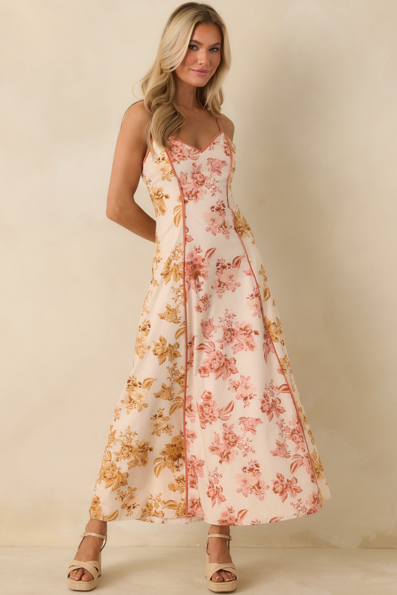 Feeling Like Yourself Rose Pink Floral Print Cotton Maxi Dress