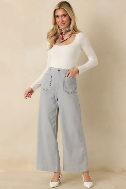 Memories Made Dusty Blue Cotton Wide Leg Pants