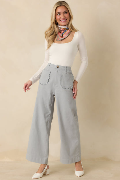 Memories Made Dusty Blue Cotton Wide Leg Pants