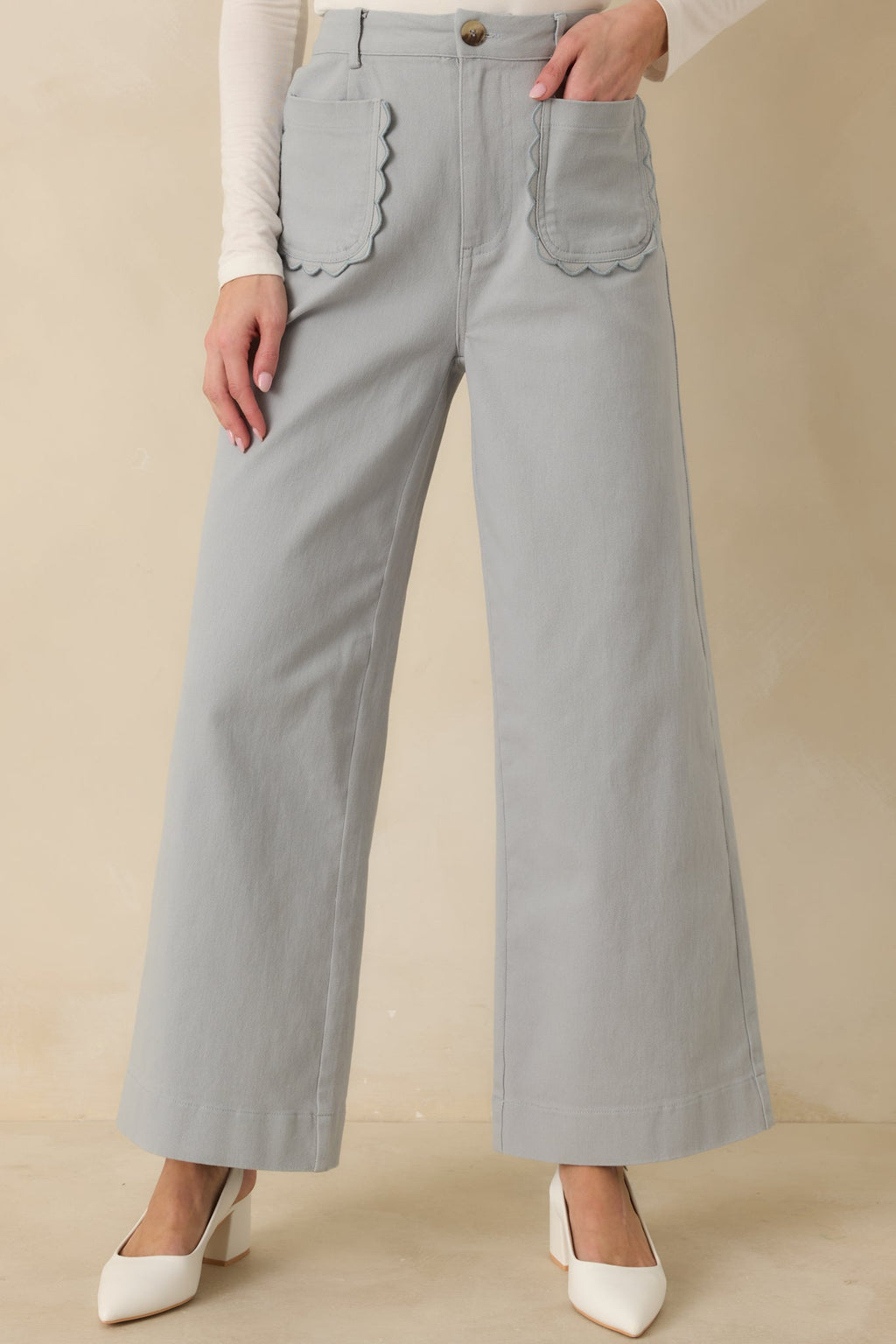 Memories Made Dusty Blue Cotton Wide Leg Pants