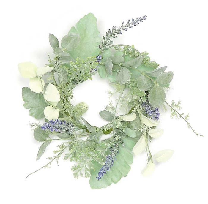 Dusty miller & lavender candle ring styled for Spring home decor from Magnolias Home Decor