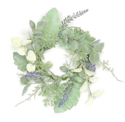 Dusty miller & lavender candle ring styled for Spring home decor from Magnolias Home Decor