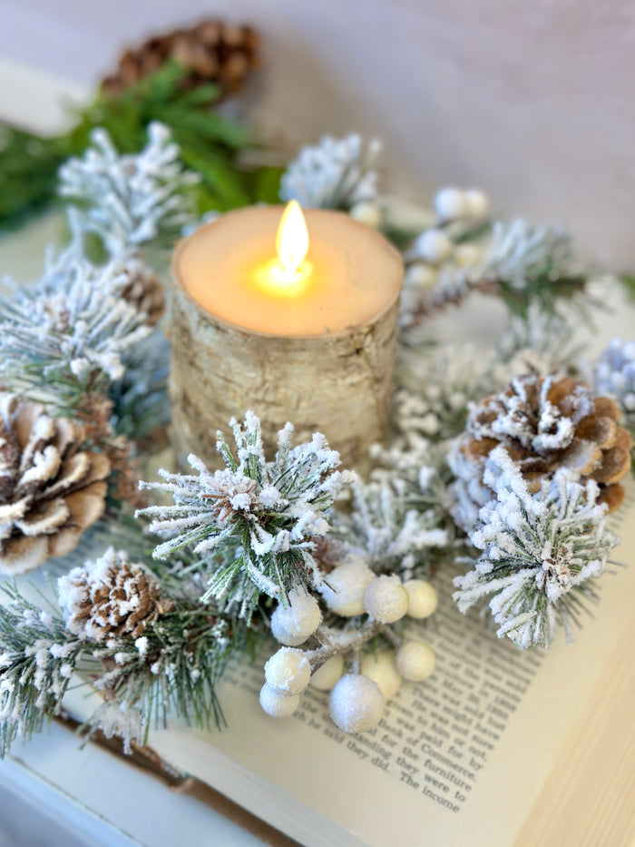 Winter fest pine candle ring view 5 from Magnolias Home Decor