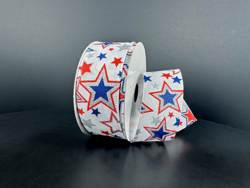 1.5" Silver Stars Glitter Ribbon Bolt