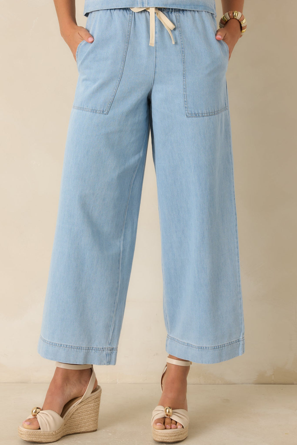 Z Supply Daycation Light Wash Cotton Denim Utility Pants