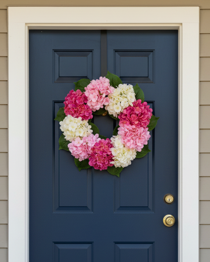 17" hydrangea perfect wreath for farmhouse Spring home decor from Magnolias Home Decor