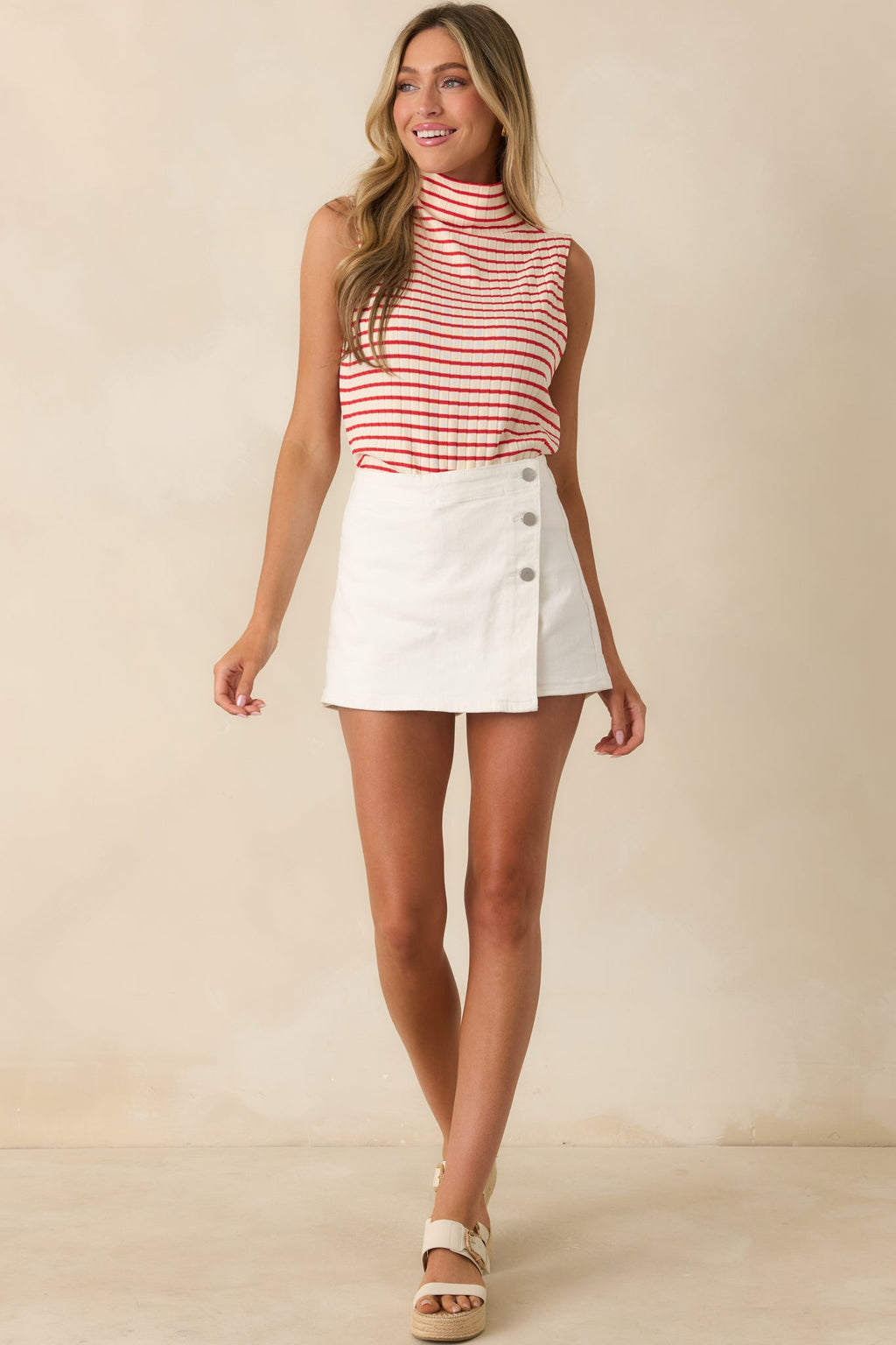 Catch Me Outside White Cotton Denim Mini Skort