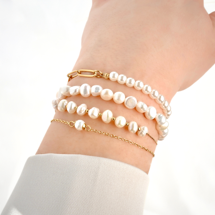 18k Dainty Pearl Waterproof Bracelet