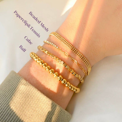 18k Gold Ball Beaded Bracelet