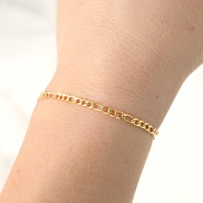 18k Gold Bold Figaro Bracelet - Waterproof
