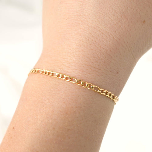 18k Gold Bold Figaro Bracelet - Waterproof