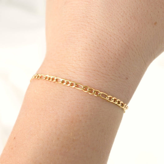 18k Gold Bold Figaro Bracelet - Waterproof