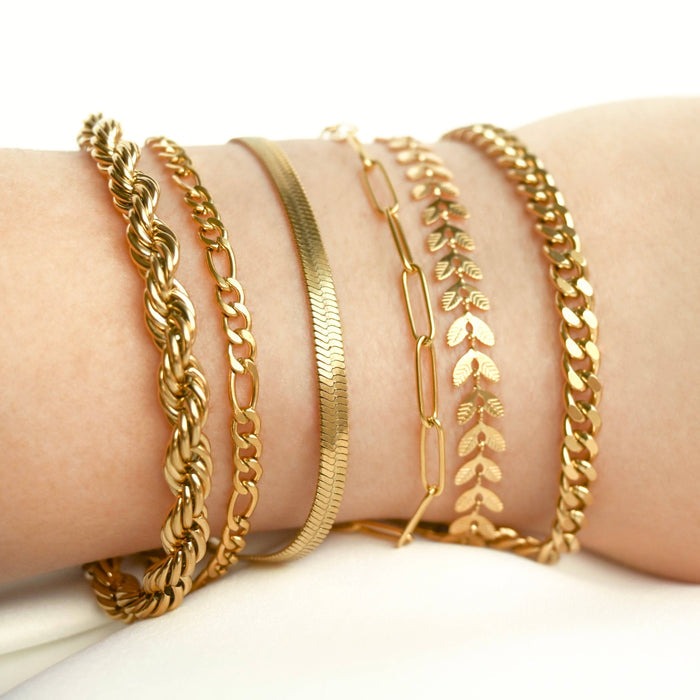 18k Gold Bold Figaro Bracelet - Waterproof