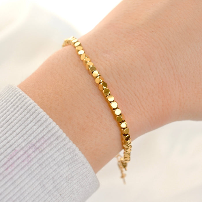 18k Gold Cube Bracelet - Waterproof