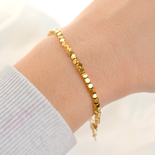 18k Gold Cube Bracelet - Waterproof