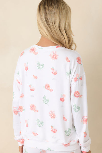 Z Supply White Spritz Long Sleeve Pajama Top