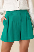 Everyday Moments Kelly Green Linen Blend High Waisted Shorts