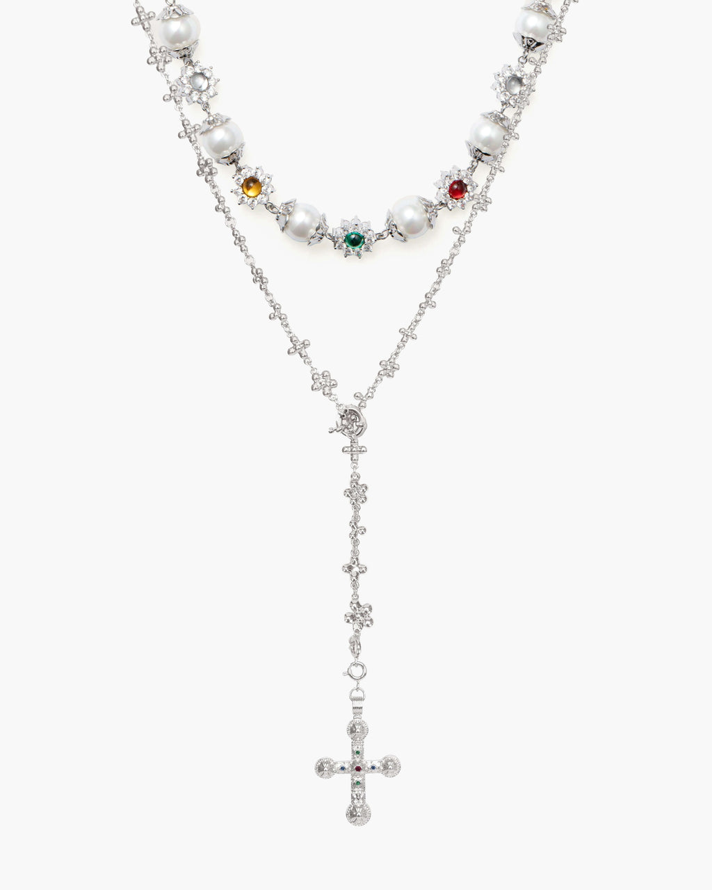 Daisy Molecule Necklace Set in Silver