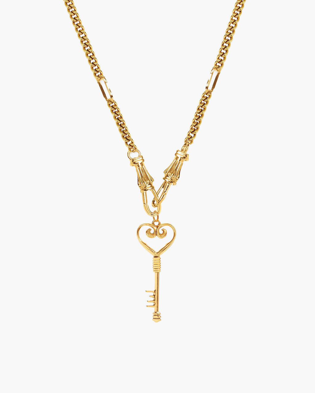 Deco Clasp Chain Necklace in Gold