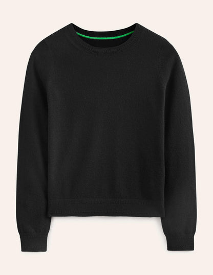 Eva Cashmere Crew Neck Sweater-Black