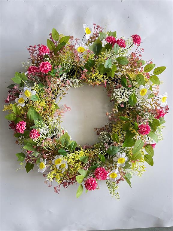 24" pink cutie wreath for farmhouse Spring home decor from Magnolias Home Decor