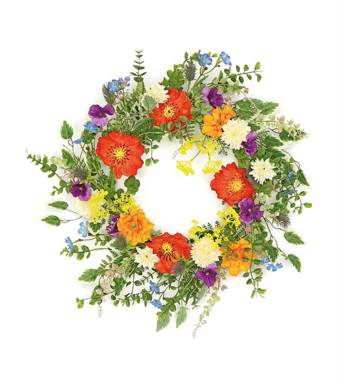 24" summer fun mixed wreath for farmhouse Spring home decor from Magnolias Home Decor
