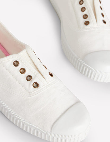 Laceless Canvas Plimsoll-Ivory