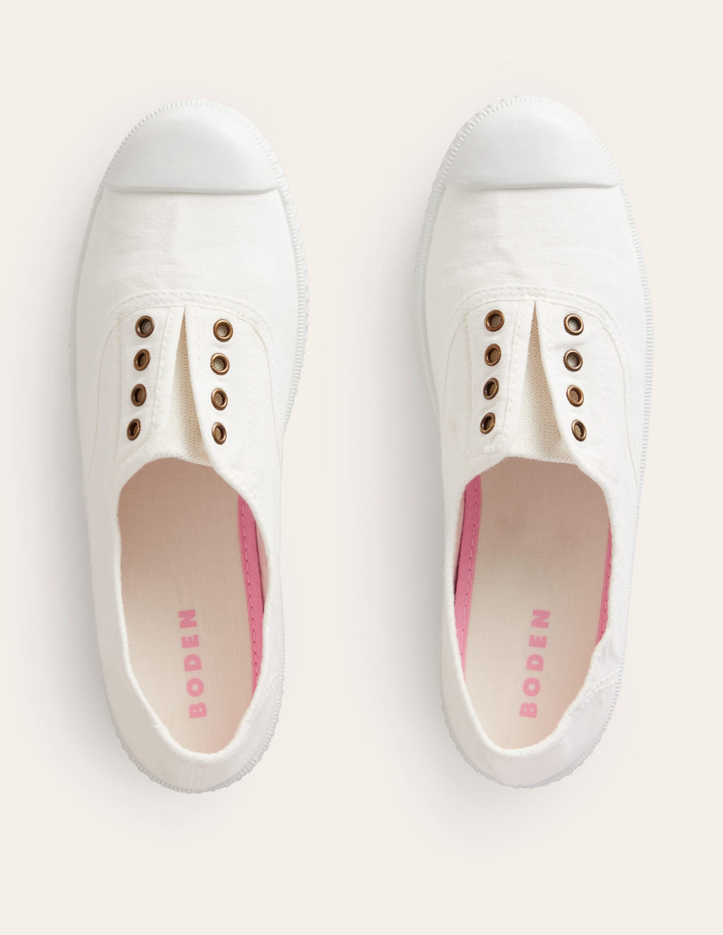 Laceless Canvas Plimsoll-Ivory
