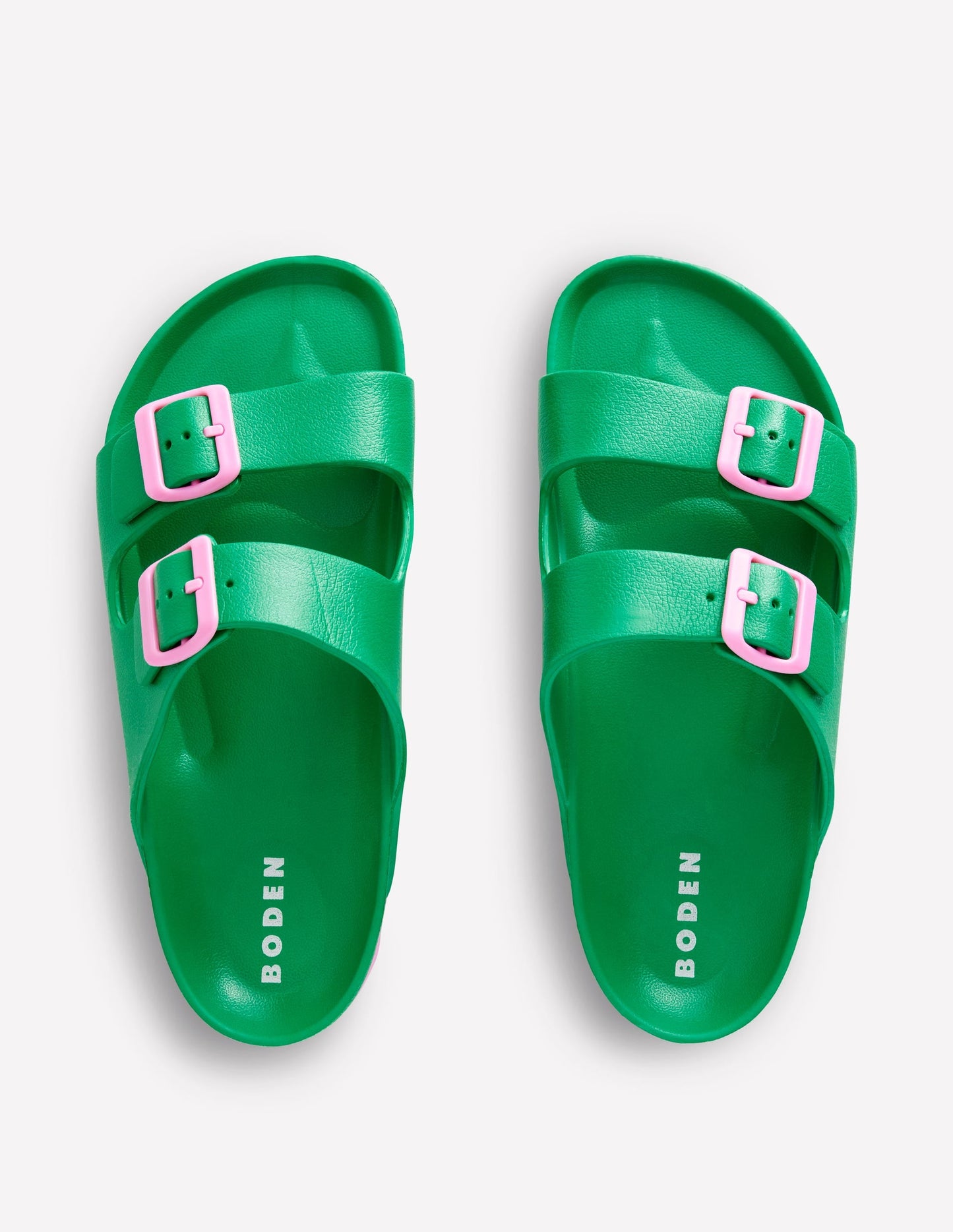Lyla Double Buckle Sliders-Rich Emerald/Soft Pink