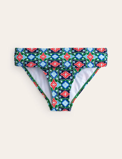 Classic Fold Bikini Bottoms-Green Tambourine, Coastal Tile