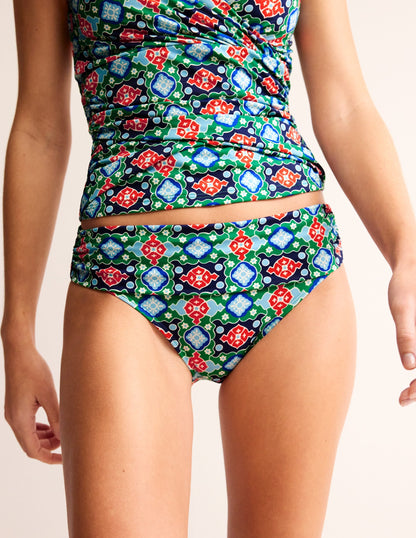 Classic Fold Bikini Bottoms-Green Tambourine, Coastal Tile