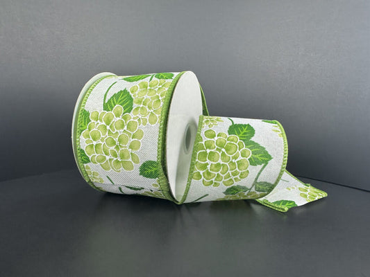 2.5" Green Hydrangeas Ribbon Bolt