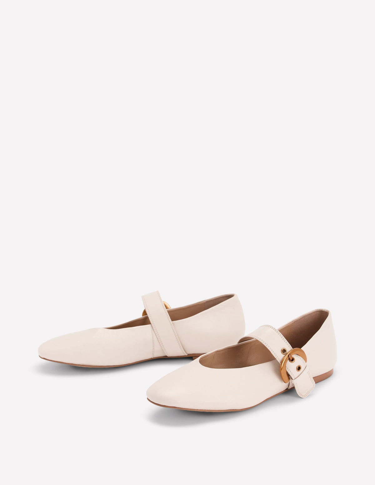 Kylie Flat Buckle Mary Janes-Ecru